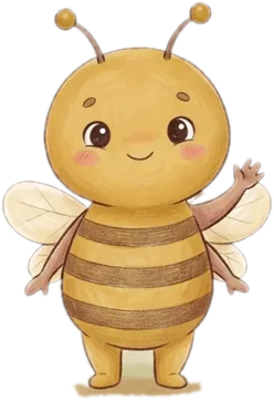 Melí, la abeja de Manos a la calma, saludando.