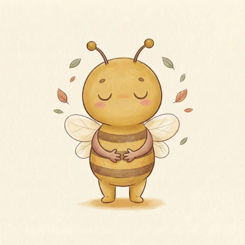 Melí, la abeja, respirando con los ojos cerrados